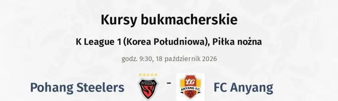 Pohang Steelers - FC Anyang kursy bukmacherskie