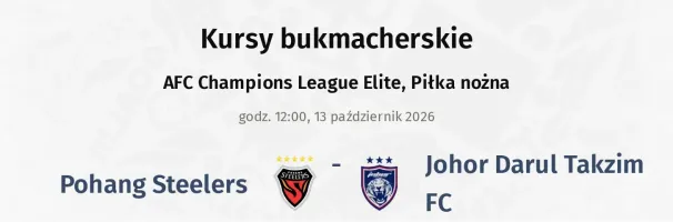 Pohang Steelers - Johor Darul Takzim FC kursy bukmacherskie