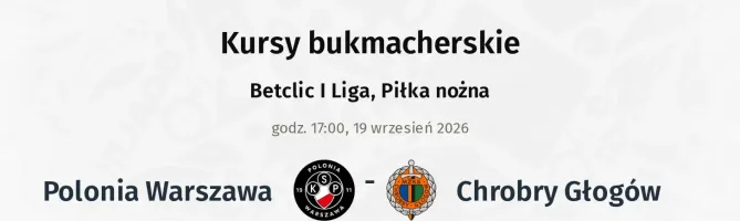 Polonia Warszawa - Chrobry Głogów kursy bukmacherskie