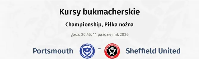 Portsmouth - Sheffield United kursy bukmacherskie
