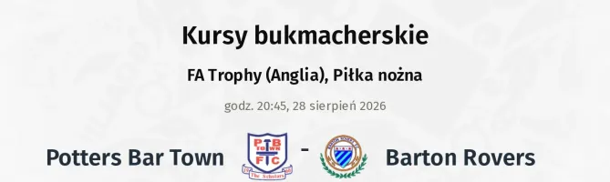 Potters Bar Town - Barton Rovers kursy bukmacherskie