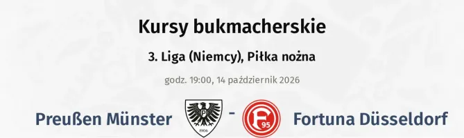Preußen Münster - Fortuna Düsseldorf kursy bukmacherskie