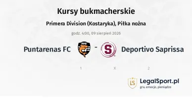 Puntarenas FC - Deportivo Saprissa kursy bukmacherskie