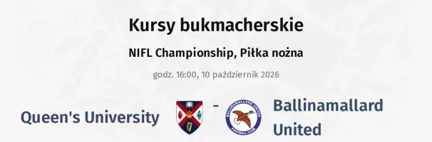 Queen's University - Ballinamallard United kursy bukmacherskie