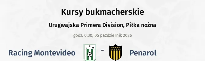 Racing Montevideo - Penarol kursy bukmacherskie