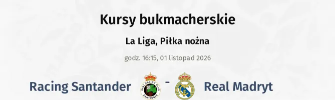 Racing Santander - Real Madryt kursy bukmacherskie