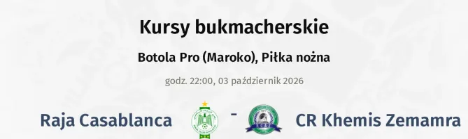 Raja Casablanca - CR Khemis Zemamra kursy bukmacherskie