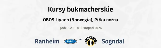 Ranheim - Sogndal kursy bukmacherskie