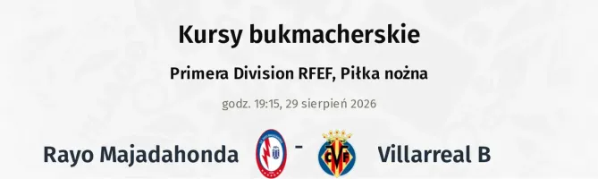 Rayo Majadahonda - Villarreal B kursy bukmacherskie
