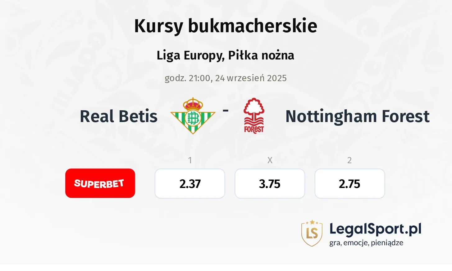 Kursy Real Betis - Nottingham Forest