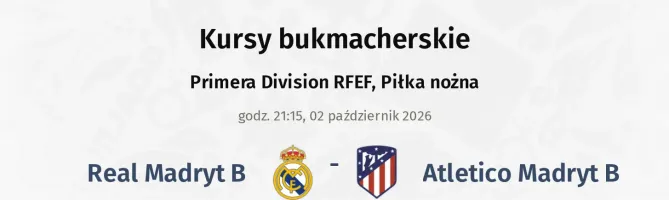 Real Madryt B - Atletico Madryt B kursy bukmacherskie