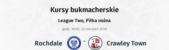 Rochdale - Crawley Town kursy bukmacherskie