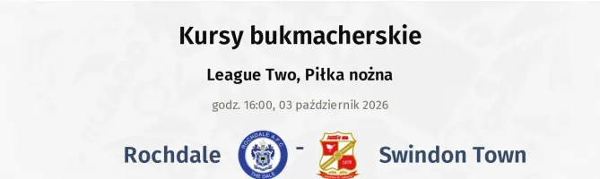Rochdale - Swindon Town kursy bukmacherskie