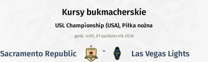 Sacramento Republic - Las Vegas Lights kursy bukmacherskie