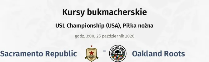 Sacramento Republic - Oakland Roots kursy bukmacherskie