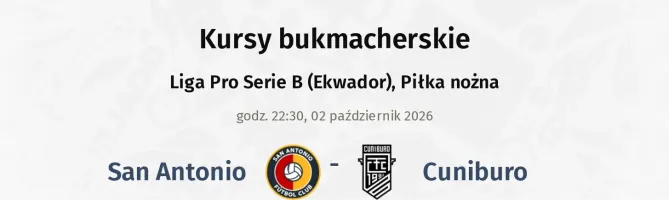 San Antonio - Cuniburo kursy bukmacherskie