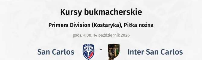 San Carlos - Inter San Carlos kursy bukmacherskie
