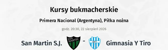 San Martin S.J. - Gimnasia Y Tiro kursy bukmacherskie