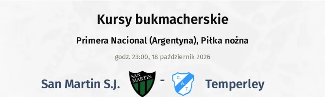 San Martin S.J. - Temperley kursy bukmacherskie