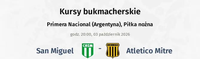 San Miguel - Atletico Mitre kursy bukmacherskie