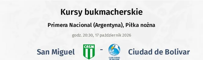 San Miguel - Ciudad de Bolivar kursy bukmacherskie