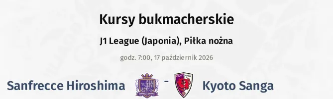 Sanfrecce Hiroshima - Kyoto Sanga kursy bukmacherskie