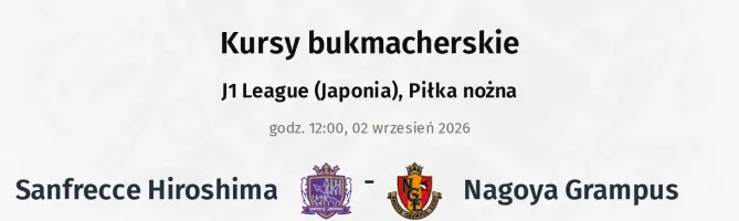 Sanfrecce Hiroshima - Nagoya Grampus kursy bukmacherskie