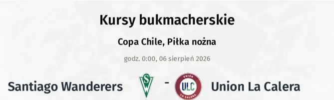 Santiago Wanderers - Union La Calera kursy bukmacherskie