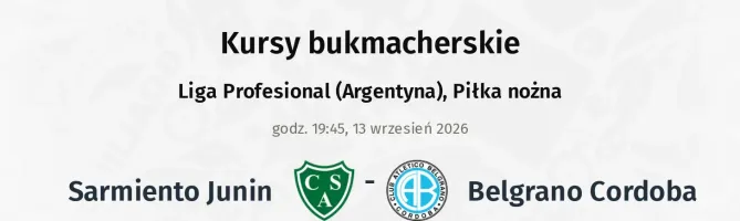 Sarmiento Junin - Belgrano Cordoba kursy bukmacherskie
