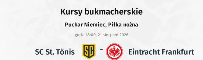 SC St. Tönis - Eintracht Frankfurt kursy bukmacherskie