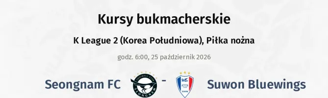 Seongnam FC - Suwon Bluewings kursy bukmacherskie