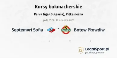Septemvri Sofia - Botew Płowdiw kursy bukmacherskie