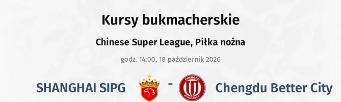 SHANGHAI SIPG - Chengdu Better City kursy bukmacherskie