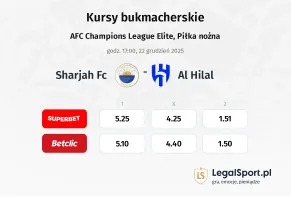 Sharjah FC - Al-Hilal Saudi FC kursy bukmacherskie