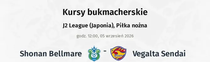 Shonan Bellmare - Vegalta Sendai kursy bukmacherskie