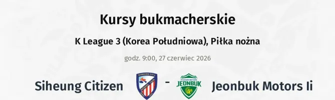 Siheung Citizen - Jeonbuk Motors II kursy bukmacherskie