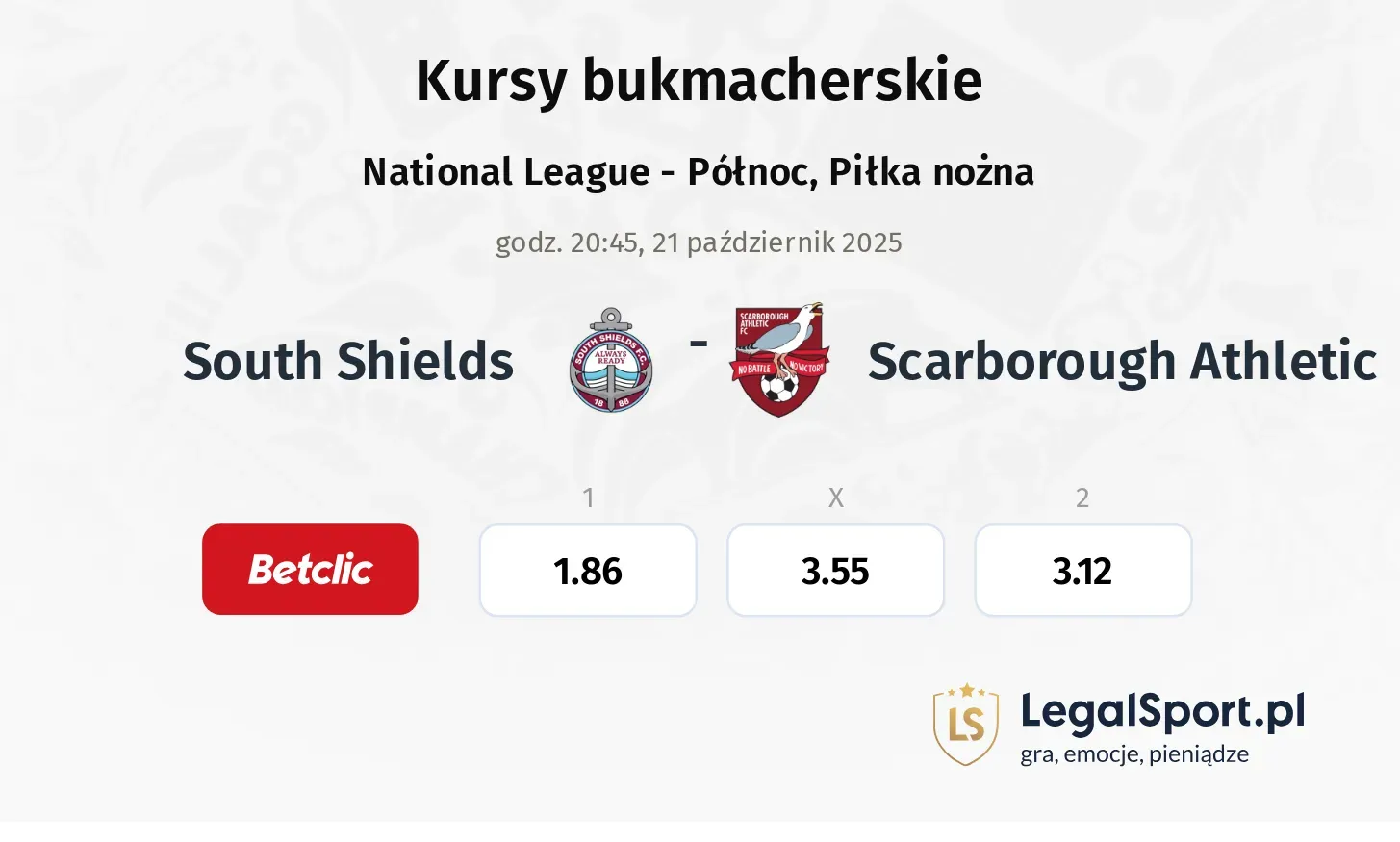 South Shields - Scarborough Athletic kursy bukmacherskie