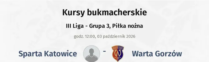 Sparta Katowice - Warta Gorzów kursy bukmacherskie
