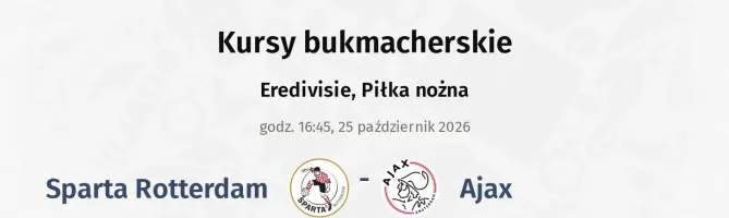Sparta Rotterdam - Ajax kursy bukmacherskie