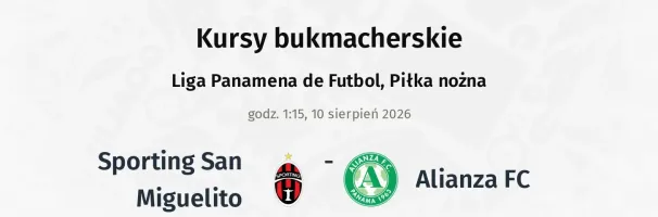 Sporting San Miguelito - Alianza FC kursy bukmacherskie