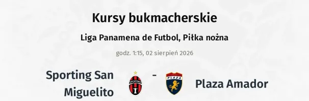 Sporting San Miguelito - Plaza Amador kursy bukmacherskie