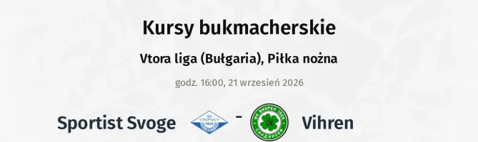 Sportist Svoge - Vihren kursy bukmacherskie