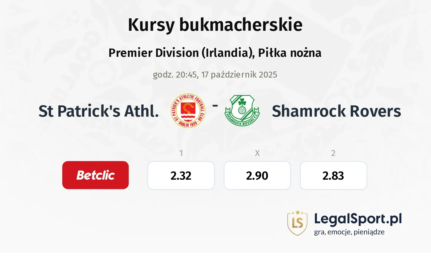St Patrick's Athl. - Shamrock Rovers kursy bukmacherskie