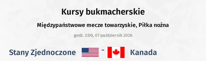 Stany Zjednoczone - Kanada kursy bukmacherskie