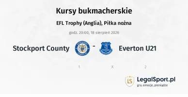 Stockport County - Everton U21 kursy bukmacherskie