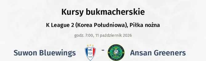 Suwon Bluewings - Ansan Greeners kursy bukmacherskie