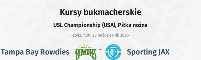 Tampa Bay Rowdies - Sporting JAX kursy bukmacherskie