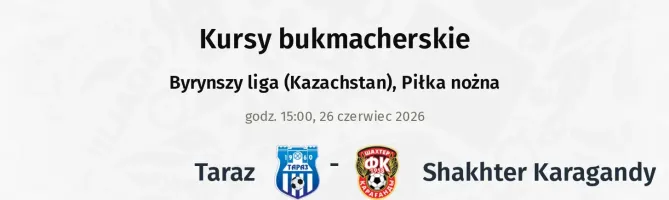 Taraz - Shakhter Karagandy kursy bukmacherskie