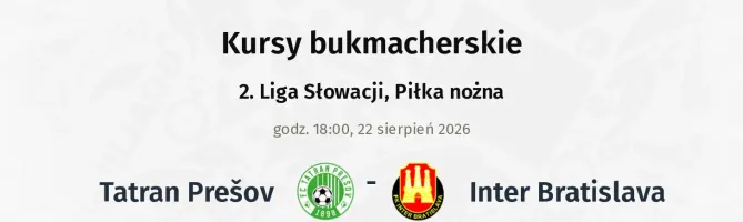 Tatran Prešov - Inter Bratislava kursy bukmacherskie
