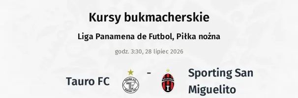 Tauro FC - Sporting San Miguelito kursy bukmacherskie